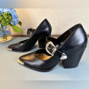 Shutz woman’s western leather and silver heels size 5